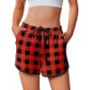 Ekouaer Women’s Pajama Shorts Elastic Waist Sleep Shorts Stylish Lounge Shorts Casual Comfy Sweat Shorts(Black Red Plaid)