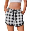 Ekouaer Women’s Pajama Shorts Elastic Waist Sleep Shorts Stylish Lounge Shorts Casual Comfy Sweat Shorts(Black White Plaid)