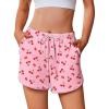 Ekouaer Women’s Pajama Shorts Elastic Waist Sleep Shorts Stylish Lounge Shorts Casual Comfy Sweat Shorts(Cherry)