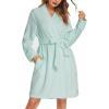 Ekouaer Women’s Robes Short Plush Bathrobe Knee Length Warm Soft Jacquard Robe Winter House Coat with Pockets S-XXL(Mint)