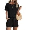 Ekouaer Womens Romper 2026 Summer Casual Short Jumpsuits Beach Vacation Clothes with Pockets(Black)