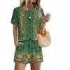 Ekouaer Womens Romper 2026 Summer Casual Short Jumpsuits Beach Vacation Clothes with Pockets(Floral Green Boho)