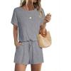 Ekouaer Womens Romper 2026 Summer Casual Short Jumpsuits Beach Vacation Clothes with Pockets(Light Gray)