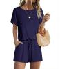 Ekouaer Womens Romper 2026 Summer Casual Short Jumpsuits Beach Vacation Clothes with Pockets(Navy Blue)