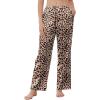 Ekouaer Women’s Silk Satin Pajama Pants Wide Leg Lounge Pants for Women Elastic Waist Pj Bottoms with Side Pockets(Leopard)