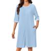 Ekouaer Zip Up Robes for Women Short Waffle Bathrobe Lightweight house coat 3/4 Sleeve Soft Nightgown with Pockets S-3XL(Sky Blue)