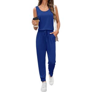 Ekouaer Jumpsuits for Women Casual Sleeveless 2026 Summer Romper Dressy Vacation One Piece Outfits Fashion Travel Clothes(Blue)
