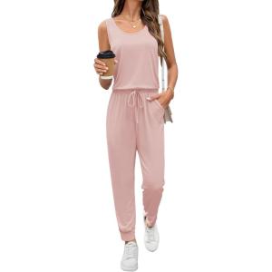 Ekouaer Jumpsuits for Women Casual Sleeveless 2026 Summer Romper Dressy Vacation One Piece Outfits Fashion Travel Clothes(Dirty Pink)