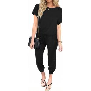 Ekouaer Jumpsuits for Women Dressy Summer Romper Casual Spring Vacation Outfits 2026 One Piece Travel Clothes(Black)