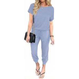 Ekouaer Jumpsuits for Women Dressy Summer Romper Casual Spring Vacation Outfits 2026 One Piece Travel Clothes(Blue)