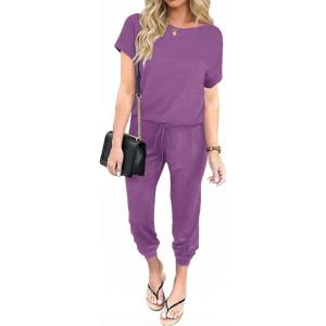 Ekouaer Jumpsuits for Women Dressy Summer Romper Casual Spring Vacation Outfits 2026 One Piece Travel Clothes(Dark Purple)