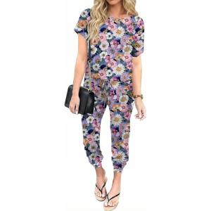 Ekouaer Jumpsuits for Women Dressy Summer Romper Casual Spring Vacation Outfits 2026 One Piece Travel Clothes(Lilac)
