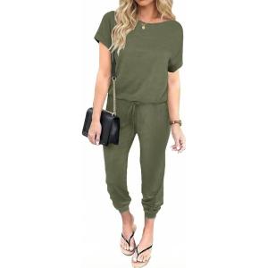 Ekouaer Jumpsuits for Women Dressy Summer Romper Casual Spring Vacation Outfits 2026 One Piece Travel Clothes(Olive)