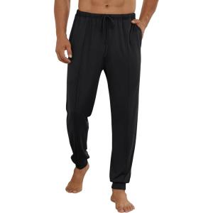 Ekouaer Men’s Pajama Pants Ultra Lightweight Pjs Bottoms Soft Sleep Jogger Pants with Pocket Drawstring(Black)