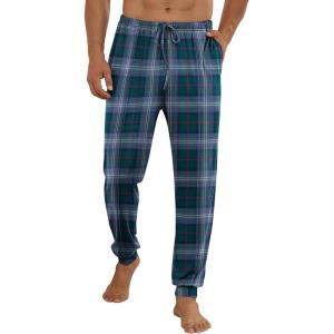 Ekouaer Men’s Pajama Pants Ultra Lightweight Pjs Bottoms Soft Sleep Jogger Pants with Pocket Drawstring(Green Plaid)