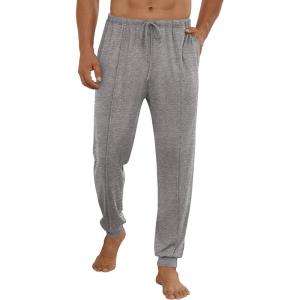 Ekouaer Men’s Pajama Pants Ultra Lightweight Pjs Bottoms Soft Sleep Jogger Pants with Pocket Drawstring(Grey Heather)