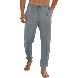 Ekouaer Men’s Pajama Pants Ultra Lightweight Pjs Bottoms Soft Sleep Jogger Pants with Pocket Drawstring(Light Grey)