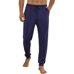 Ekouaer Men’s Pajama Pants Ultra Lightweight Pjs Bottoms Soft Sleep Jogger Pants with Pocket Drawstring(Navy)