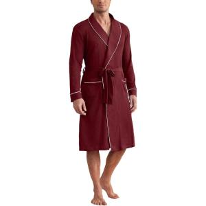 Ekouaer Mens Robes Lightweight Waffle Knit Kimono Bathrobe Long Sleeve Sleepwear Soft Knee Length Robe with Pockets