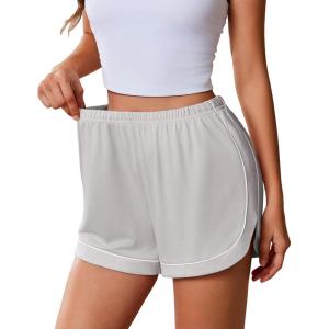 Ekouaer Pajama Shorts Women Soft Sleep Shorts Casual Lounge Shorts Cute High Waist Pajama Bottom Comfy Split Side Pj Bottom(Light Grey)