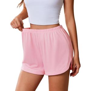 Ekouaer Pajama Shorts Women Soft Sleep Shorts Casual Lounge Shorts Cute High Waist Pajama Bottom Comfy Split Side Pj Bottom(Light Pink)