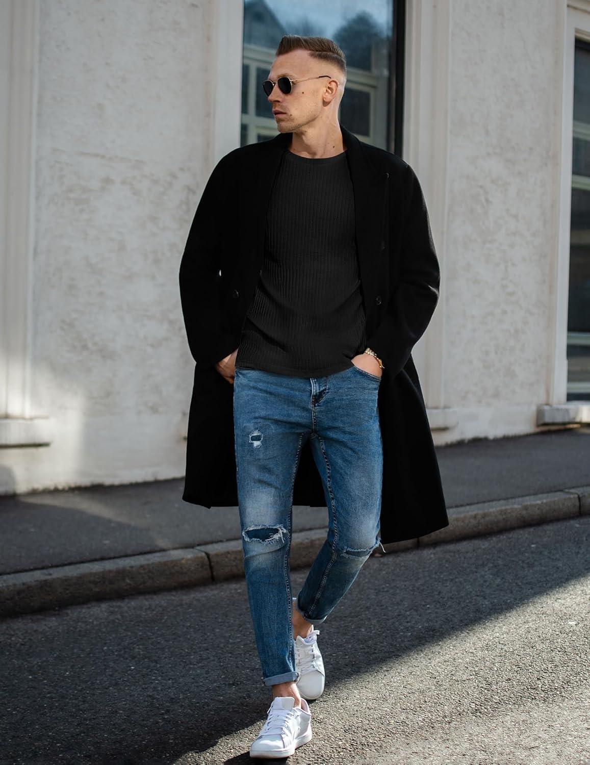 imageEkouaer Mens Long Sleeve Shirts Ribbed Pullover Tees Sim Fit Thermal Tops Crew Neck Stretchy Undershirts S3XLBlack