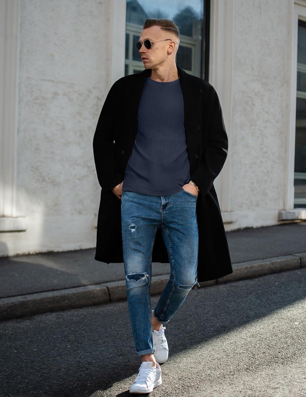 imageEkouaer Mens Long Sleeve Shirts Ribbed Pullover Tees Sim Fit Thermal Tops Crew Neck Stretchy Undershirts S3XLNavy Blue
