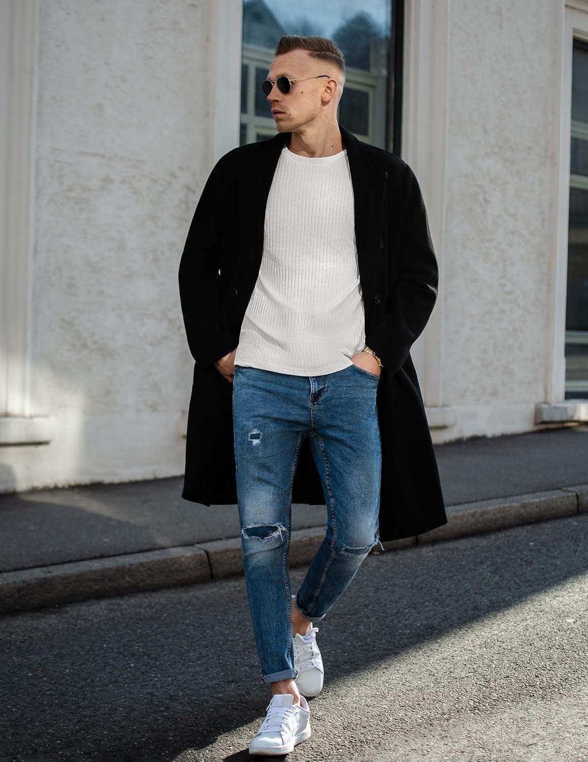 imageEkouaer Mens Long Sleeve Shirts Ribbed Pullover Tees Sim Fit Thermal Tops Crew Neck Stretchy Undershirts S3XLWhite