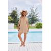 Ekouaer Bathing Suit Cover Up for Women V Neck Button Down Swimsuit Coverup Beach Dress Shirt S-3XL(Apricot)