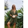 Ekouaer Bathing Suit Cover Up for Women V Neck Button Down Swimsuit Coverup Beach Dress Shirt S-3XL(Army Green)