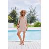 Ekouaer Bathing Suit Cover Up for Women V Neck Button Down Swimsuit Coverup Beach Dress Shirt S-3XL(Beige)