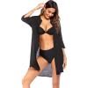 Ekouaer Bathing Suit Cover Up for Women V Neck Button Down Swimsuit Coverup Beach Dress Shirt S-3XL(Black)