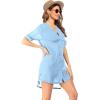 Ekouaer Bathing Suit Cover Up for Women V Neck Button Down Swimsuit Coverup Beach Dress Shirt S-3XL(Clear Blue)