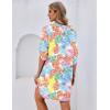 Ekouaer Bathing Suit Cover Up for Women V Neck Button Down Swimsuit Coverup Beach Dress Shirt S-3XL(Colorful Leaves)
