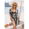 Ekouaer Bathing Suit Cover Up for Women V Neck Button Down Swimsuit Coverup Beach Dress Shirt S-3XL(Cx114-tropical Print)