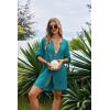 Ekouaer Bathing Suit Cover Up for Women V Neck Button Down Swimsuit Coverup Beach Dress Shirt S-3XL(Dark Cyan)