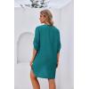 Ekouaer Bathing Suit Cover Up for Women V Neck Button Down Swimsuit Coverup Beach Dress Shirt S-3XL(Dark Cyan)