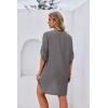 Ekouaer Bathing Suit Cover Up for Women V Neck Button Down Swimsuit Coverup Beach Dress Shirt S-3XL(Dark Grey)