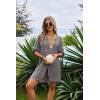 Ekouaer Bathing Suit Cover Up for Women V Neck Button Down Swimsuit Coverup Beach Dress Shirt S-3XL(Dark Grey)