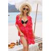 Ekouaer Bathing Suit Cover Up for Women V Neck Button Down Swimsuit Coverup Beach Dress Shirt S-3XL(Dh608-tropical Print)