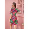 Ekouaer Bathing Suit Cover Up for Women V Neck Button Down Swimsuit Coverup Beach Dress Shirt S-3XL(Dh690-tropical Print)