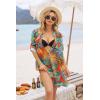 Ekouaer Bathing Suit Cover Up for Women V Neck Button Down Swimsuit Coverup Beach Dress Shirt S-3XL(Green Tropical Print)