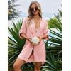 Ekouaer Bathing Suit Cover Up for Women V Neck Button Down Swimsuit Coverup Beach Dress Shirt S-3XL(Light Pink)