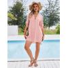 Ekouaer Bathing Suit Cover Up for Women V Neck Button Down Swimsuit Coverup Beach Dress Shirt S-3XL(Light Pink)