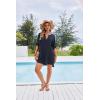 Ekouaer Bathing Suit Cover Up for Women V Neck Button Down Swimsuit Coverup Beach Dress Shirt S-3XL(Navy Blue)