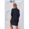 Ekouaer Bathing Suit Cover Up for Women V Neck Button Down Swimsuit Coverup Beach Dress Shirt S-3XL(Navy Blue)