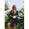 Ekouaer Bathing Suit Cover Up for Women V Neck Button Down Swimsuit Coverup Beach Dress Shirt S-3XL(Navy Blue)