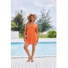 Ekouaer Bathing Suit Cover Up for Women V Neck Button Down Swimsuit Coverup Beach Dress Shirt S-3XL(Orange Red)