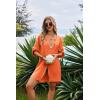 Ekouaer Bathing Suit Cover Up for Women V Neck Button Down Swimsuit Coverup Beach Dress Shirt S-3XL(Orange Red)