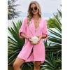 Ekouaer Bathing Suit Cover Up for Women V Neck Button Down Swimsuit Coverup Beach Dress Shirt S-3XL(Pink)